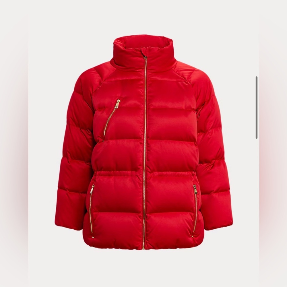 Ralph Lauren Bold Satin Red Down Jacket